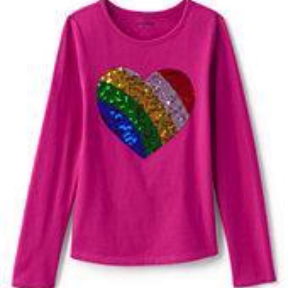 Lands End Embellished Graphic Tee Sequins - Picture 1 of 1